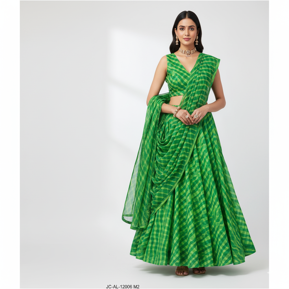 digital print green Checkered Fabric