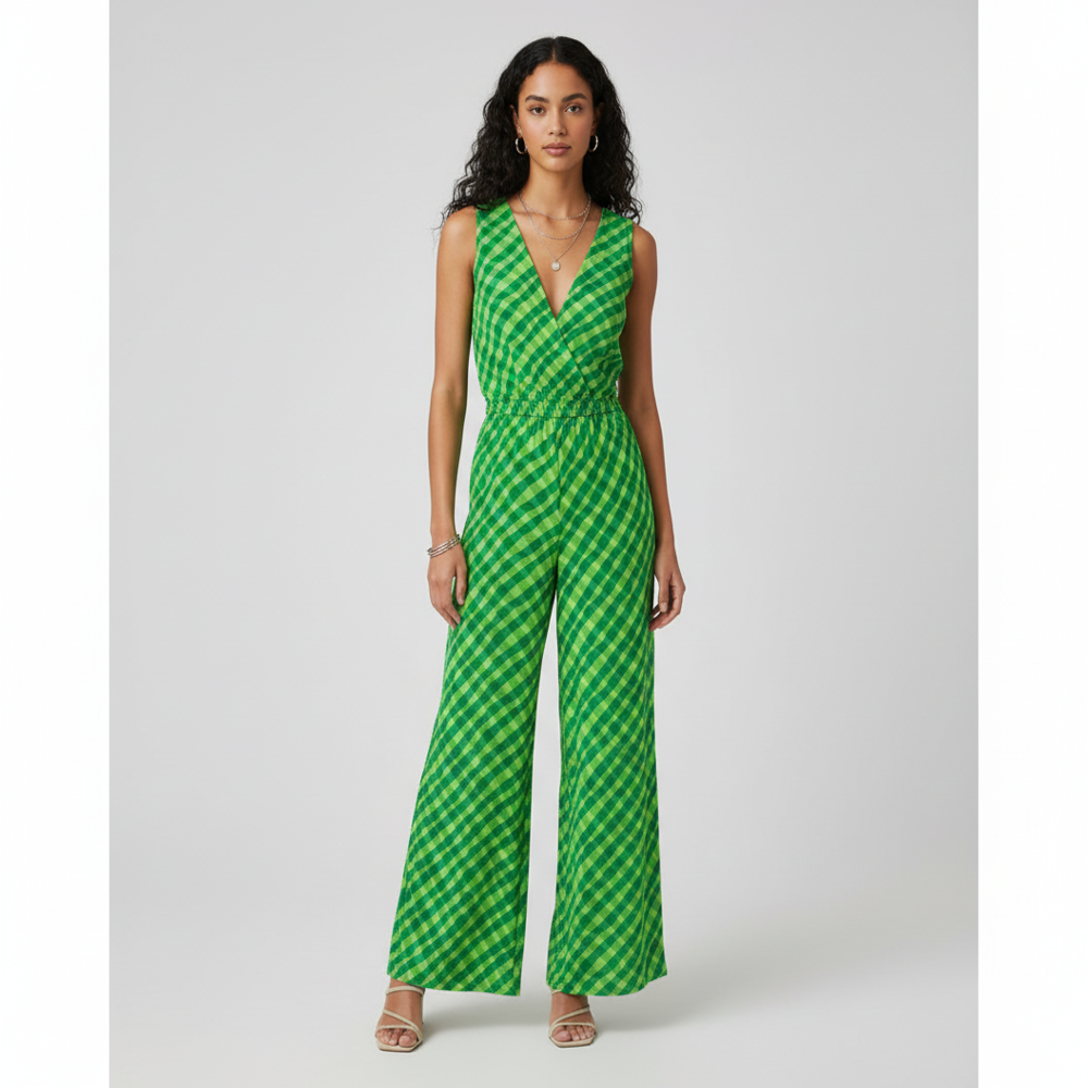 digital print green Checkered Fabric