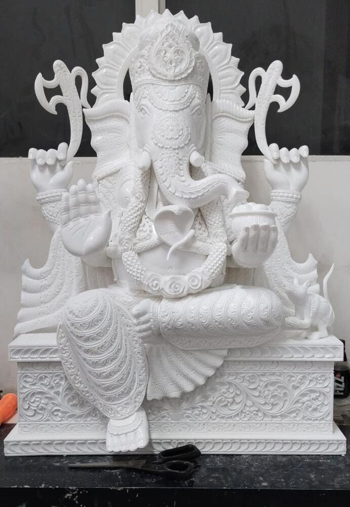 2.3 Feet Marble Lord Ganesh Ji Statue - Color: Various Available