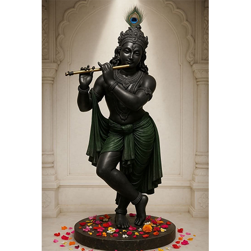 Large Size Black Marble Lord Krishna Statue - Color: Various Available
