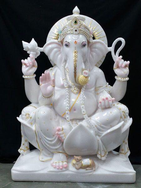 2.5 Feet Polished Marble Ganesh Statue - Color: Various Available