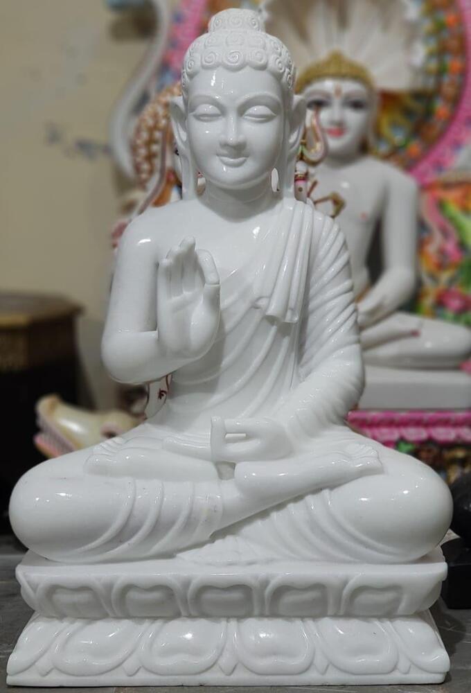 हैंडमेड सफेद संगमरमर बुद्ध प्रतिमा