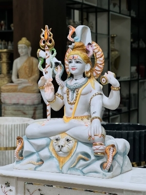 White Marble Shiva God Statues