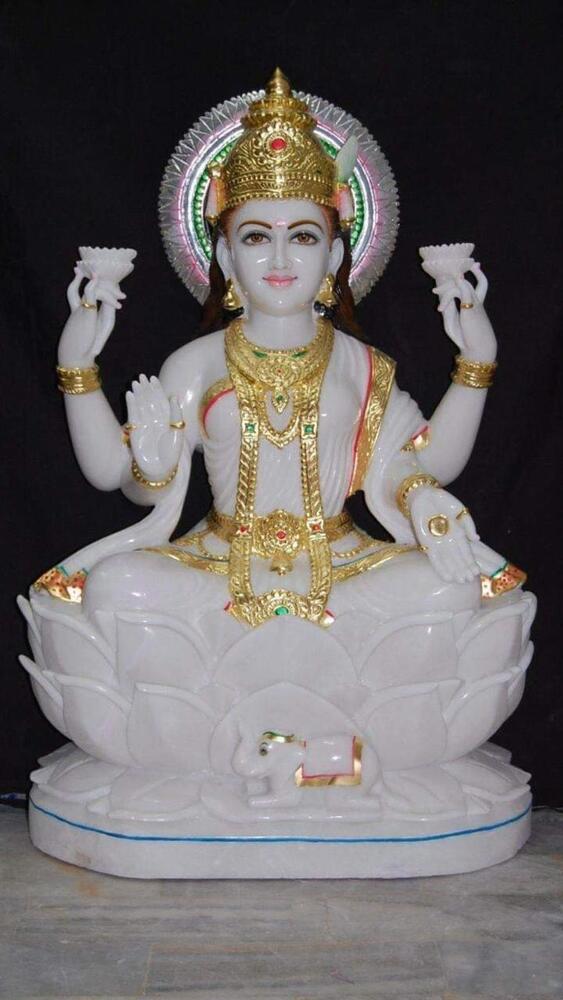White Hindu Marble Lakshmi Ji Statue - Color: Various Available