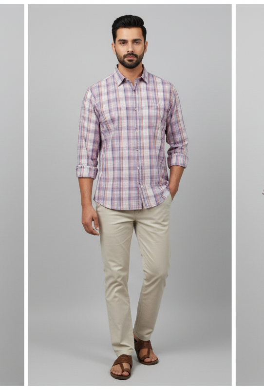 Digital print pink  Checkered Fabric