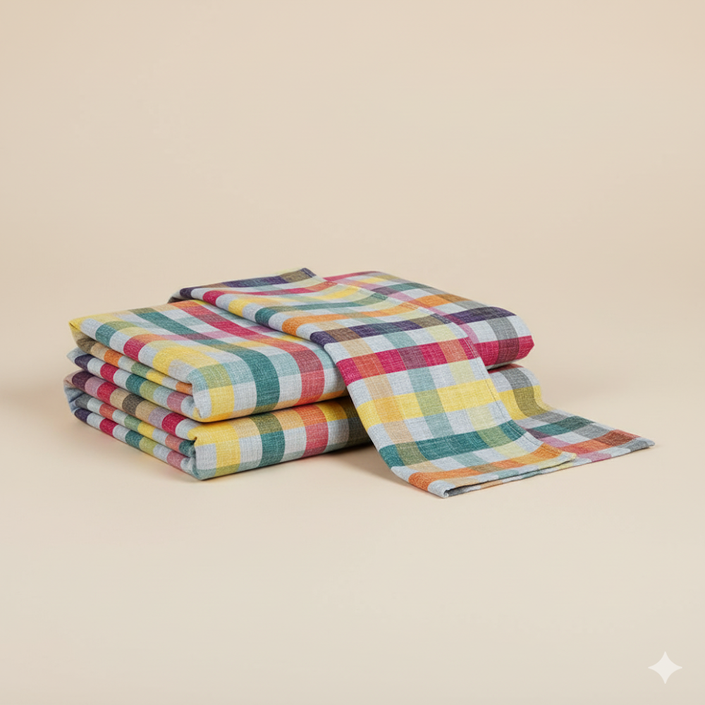 Vibrant Multi-color Fabric,checked Fabric - Application: Garment Making