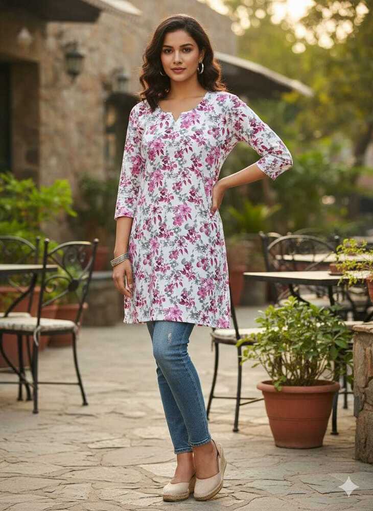 Nayo Women Printed Straight Kurta - Color: Pink