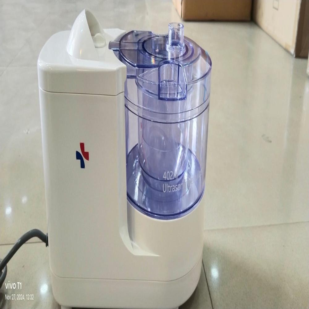 Ultrasonic Nebulizer - Plastic, 12x12x12 Cm, White | Ideal For Hospital Respiratory Therapy, Quiet Operation, Adjustable Mist Output, Portable With Rechargeable Battery, Smart Timer Function, Detachable Medication Cup, Overheating Protection