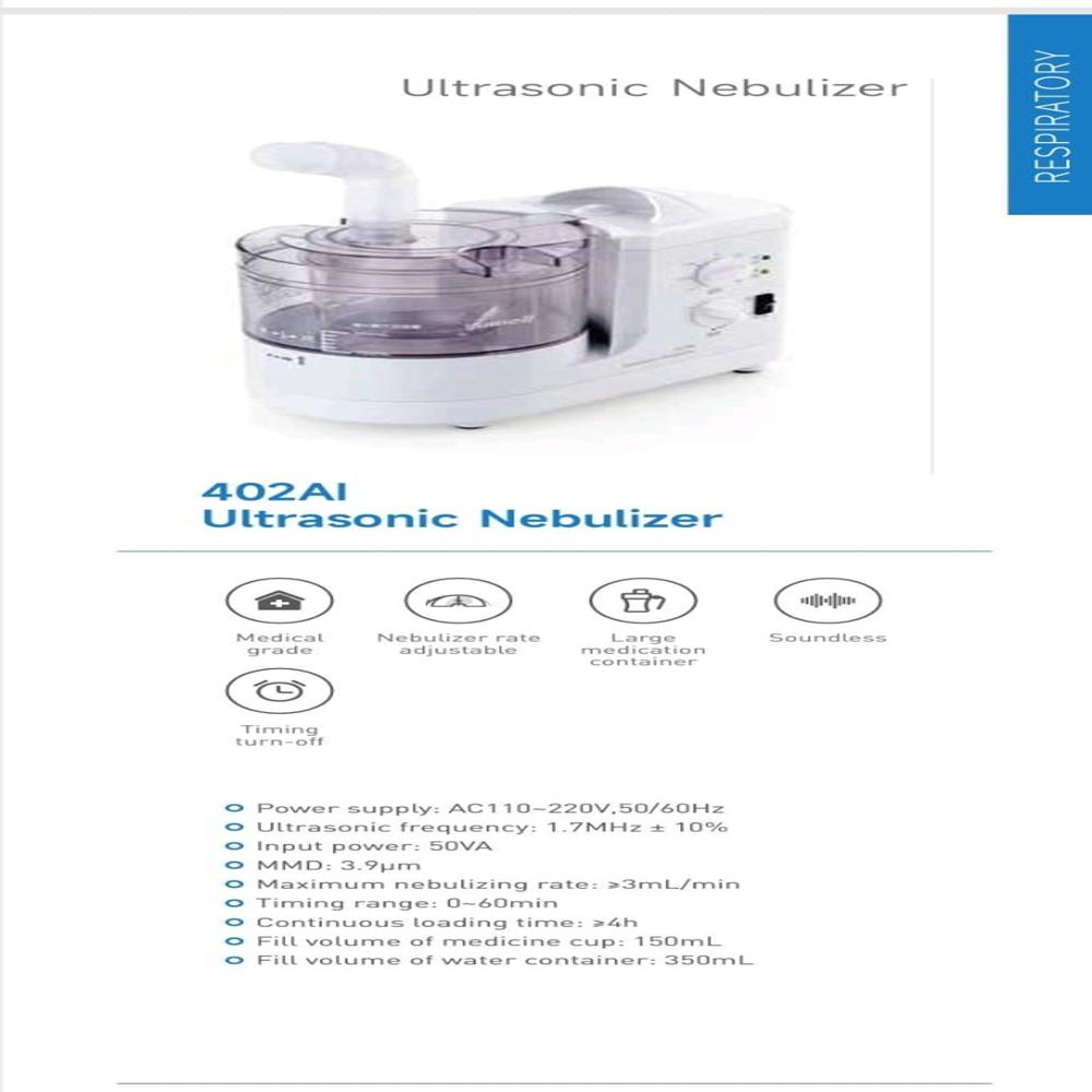 Ultrasonic Nebulizer - Plastic, 12x12x12 Cm, White | Ideal For Hospital Respiratory Therapy, Quiet Operation, Adjustable Mist Output, Portable With Rechargeable Battery, Smart Timer Function, Detachable Medication Cup, Overheating Protection