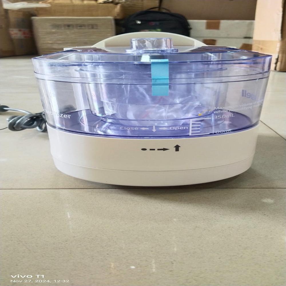 Ultrasonic Nebulizer - Plastic, 12x12x12 Cm, White | Ideal For Hospital Respiratory Therapy, Quiet Operation, Adjustable Mist Output, Portable With Rechargeable Battery, Smart Timer Function, Detachable Medication Cup, Overheating Protection