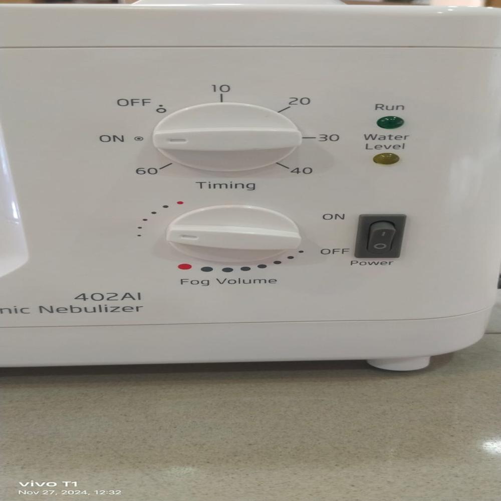 Ultrasonic Nebulizer - Plastic, 12x12x12 Cm, White | Ideal For Hospital Respiratory Therapy, Quiet Operation, Adjustable Mist Output, Portable With Rechargeable Battery, Smart Timer Function, Detachable Medication Cup, Overheating Protection