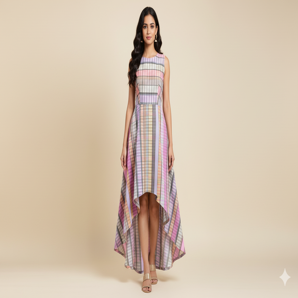 Digital print pink  Checkered Fabric