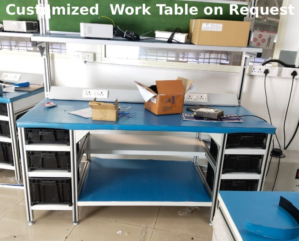 Single Side Work Table 1.8 Mtr (6 Feet) | Modular Ergonomic Industrial Workstation - Color: Silver