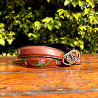 Brown Embroidery Belt - Belt Material: Leather