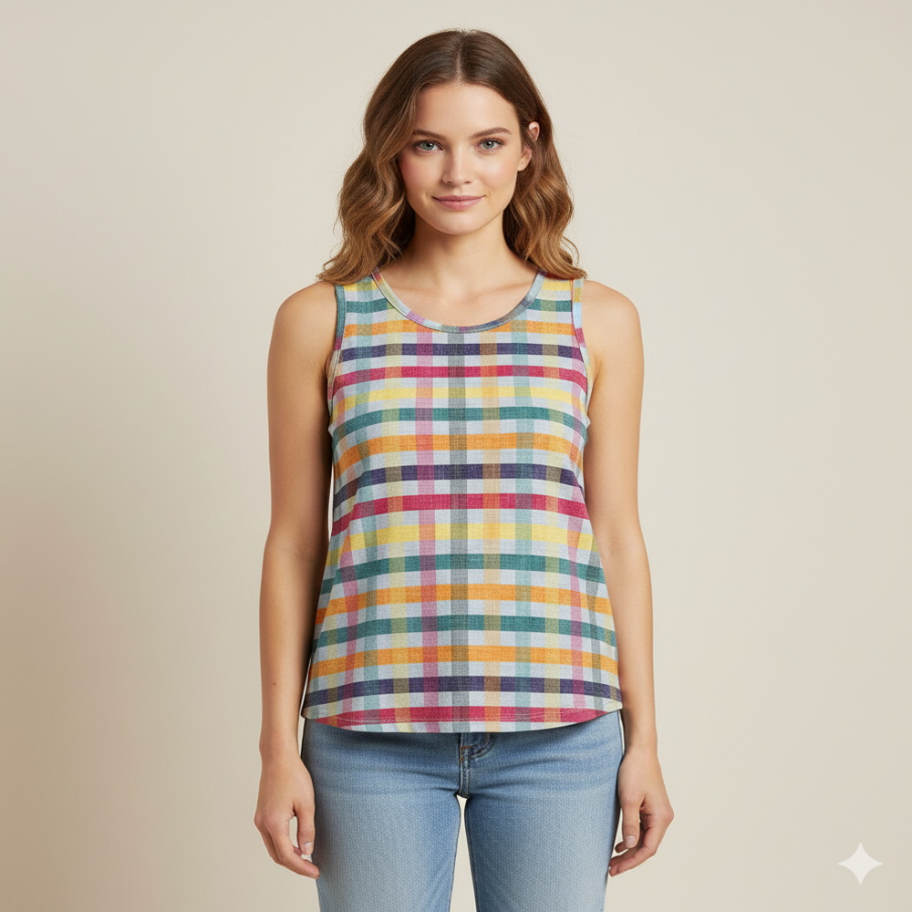 Vibrant Multi-Color fabric,checked fabric