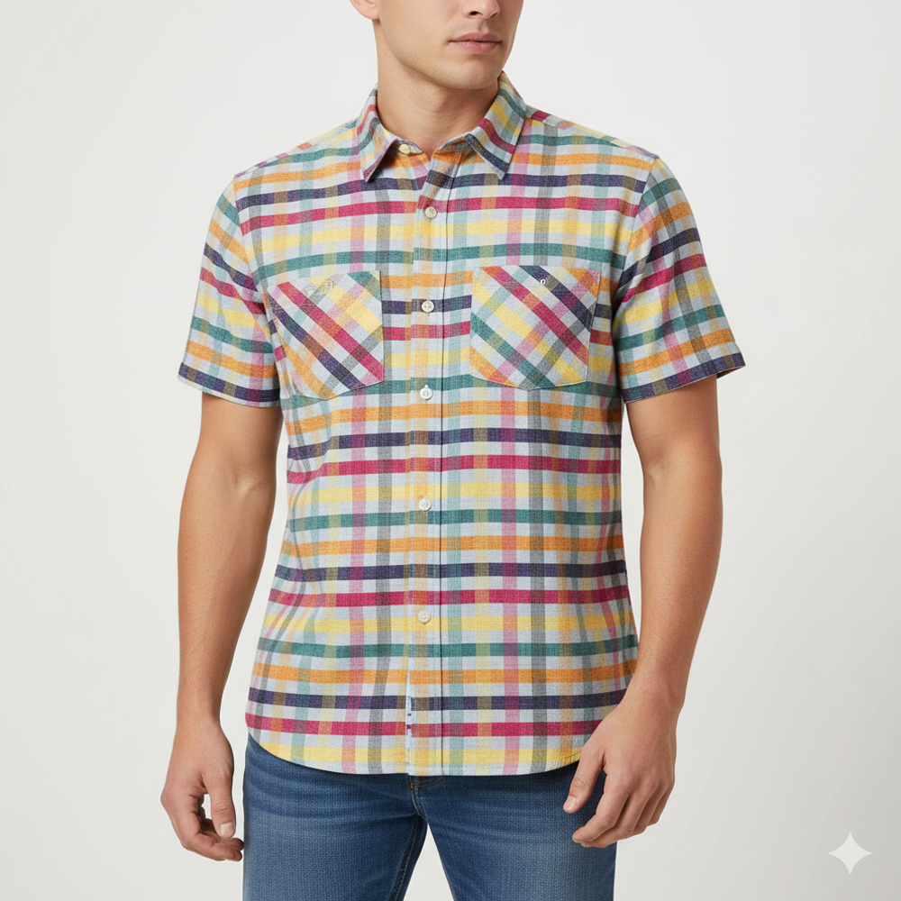 Vibrant Multi-Color fabric,checked fabric