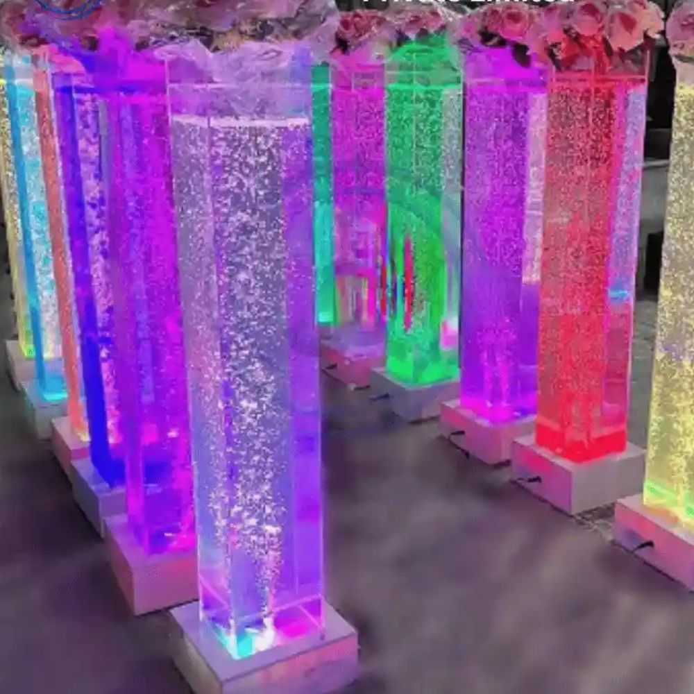 Square Bubble Wall Tower 8x4 Ft - Acrylic, Contemporary Design, Mesmerizing Water Flow, Captivating Display For Home Or Office Decor