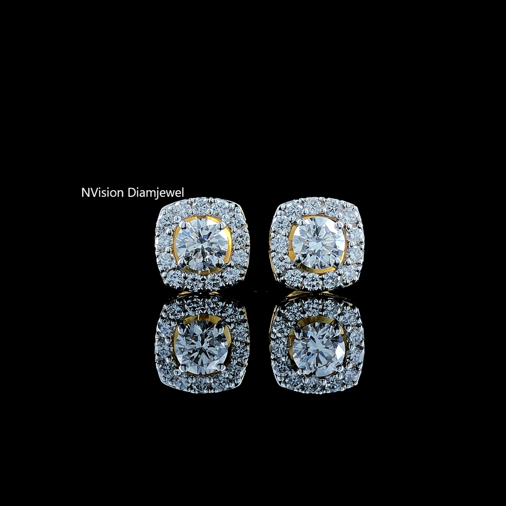 Cushion Glow Dual Tone Elegance in LabGrown Diamonds Studs