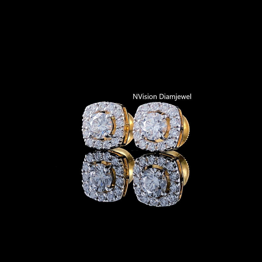 Cushion Glow Dual Tone Elegance in LabGrown Diamonds Studs