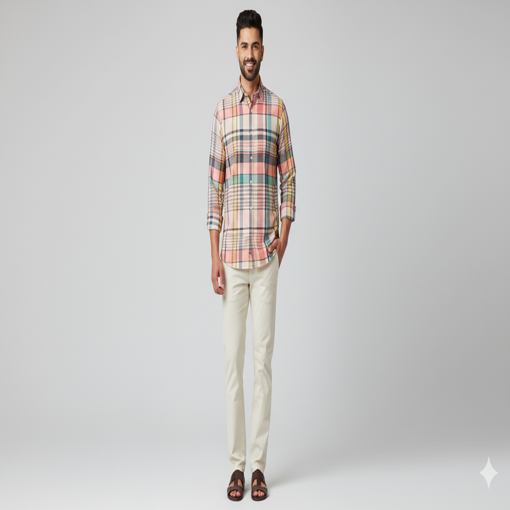 bemberg Check fabric ,mans shirt fabric