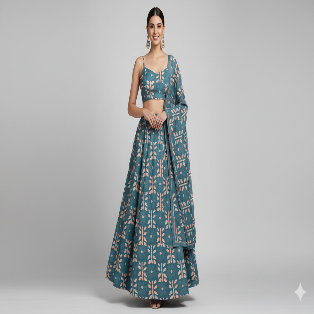 digital print  blue Floral Weave Fabric