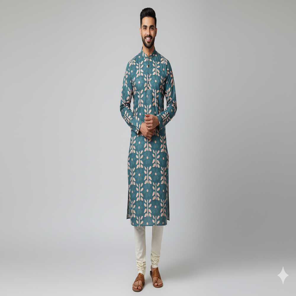 digital print  blue Floral Weave Fabric