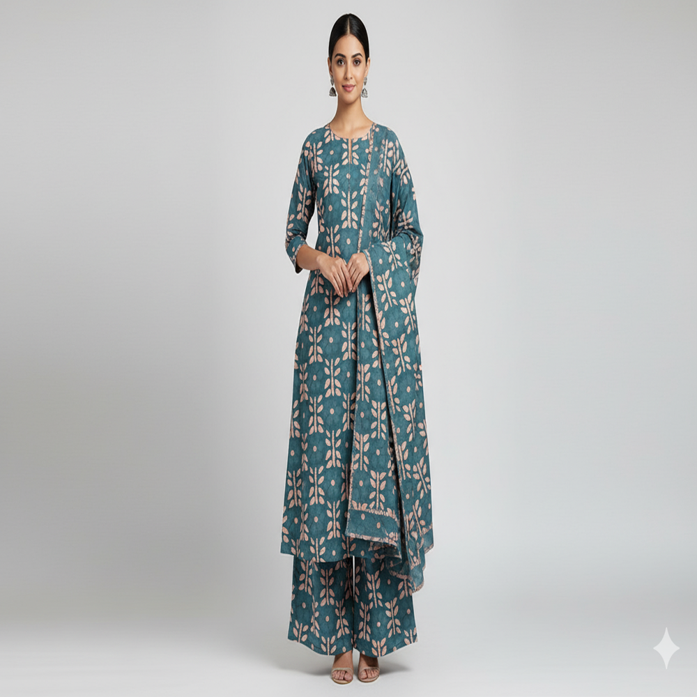 digital print  blue Floral Weave Fabric