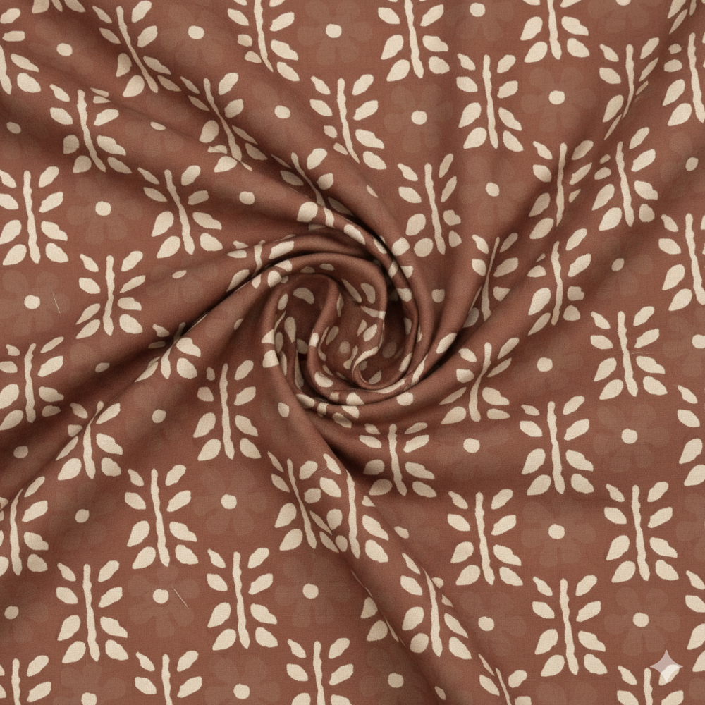 Brown Floral Jacquard Fabric