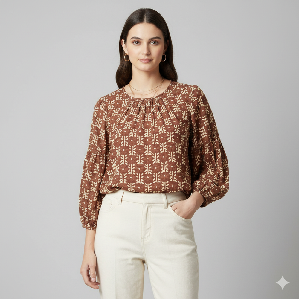  Brown Floral Jacquard Fabric