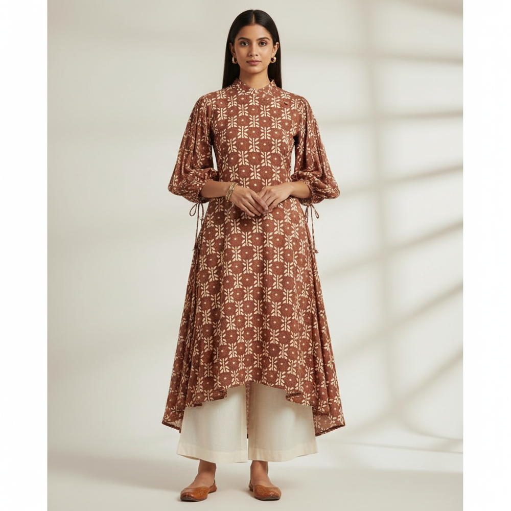  Brown Floral Jacquard Fabric