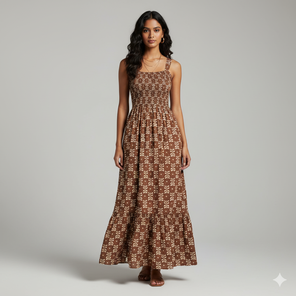  Brown Floral Jacquard Fabric