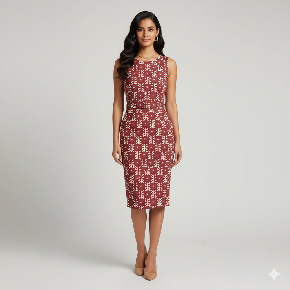 Organza Maroon Floral Fabric