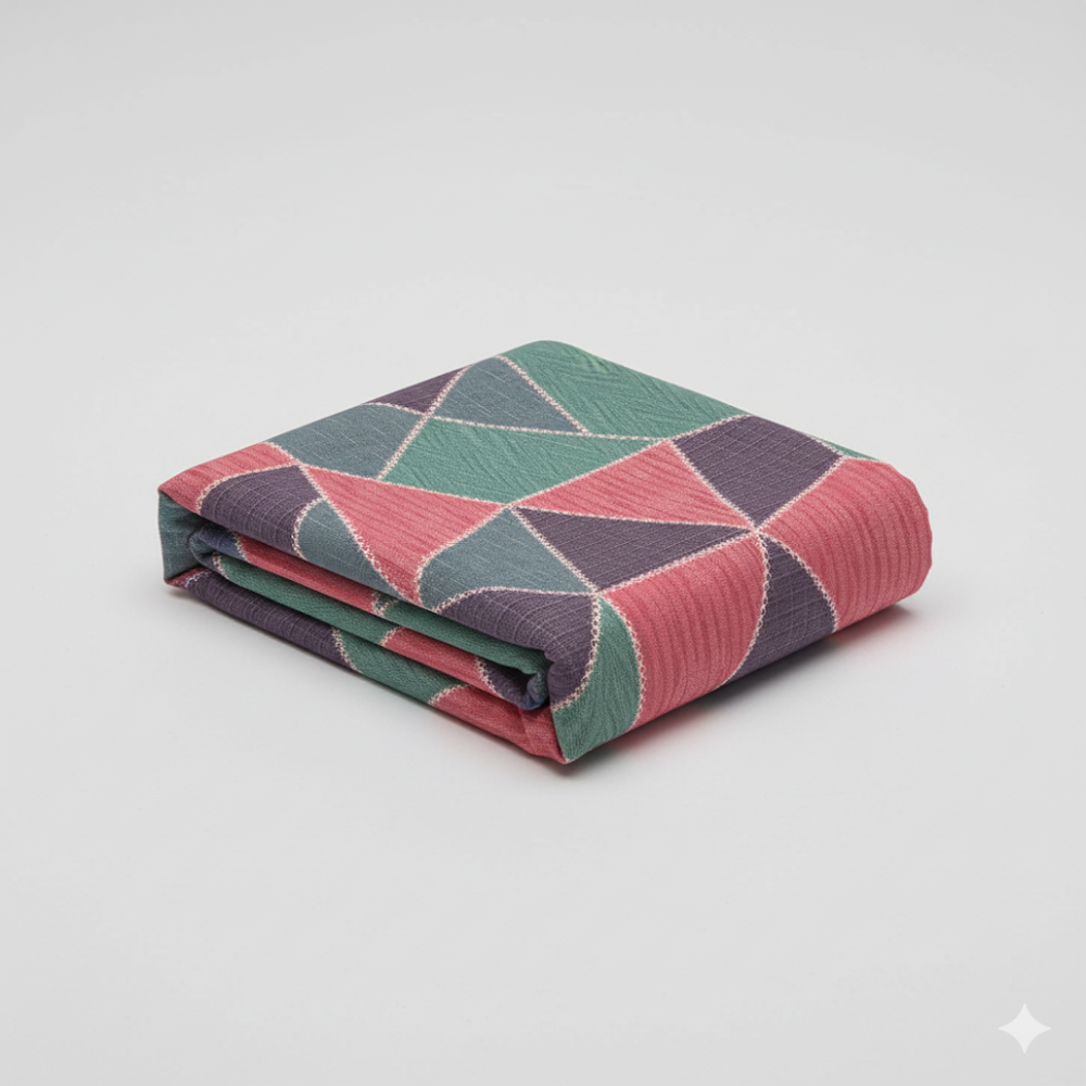 Geometric Patchwork Print  Fabric - Application: Garment Making