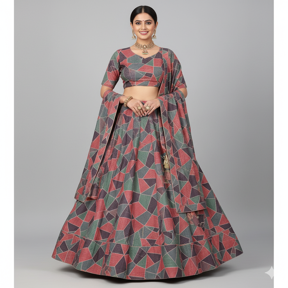 Geometric Patchwork Print Fabric - Application: Garment Making