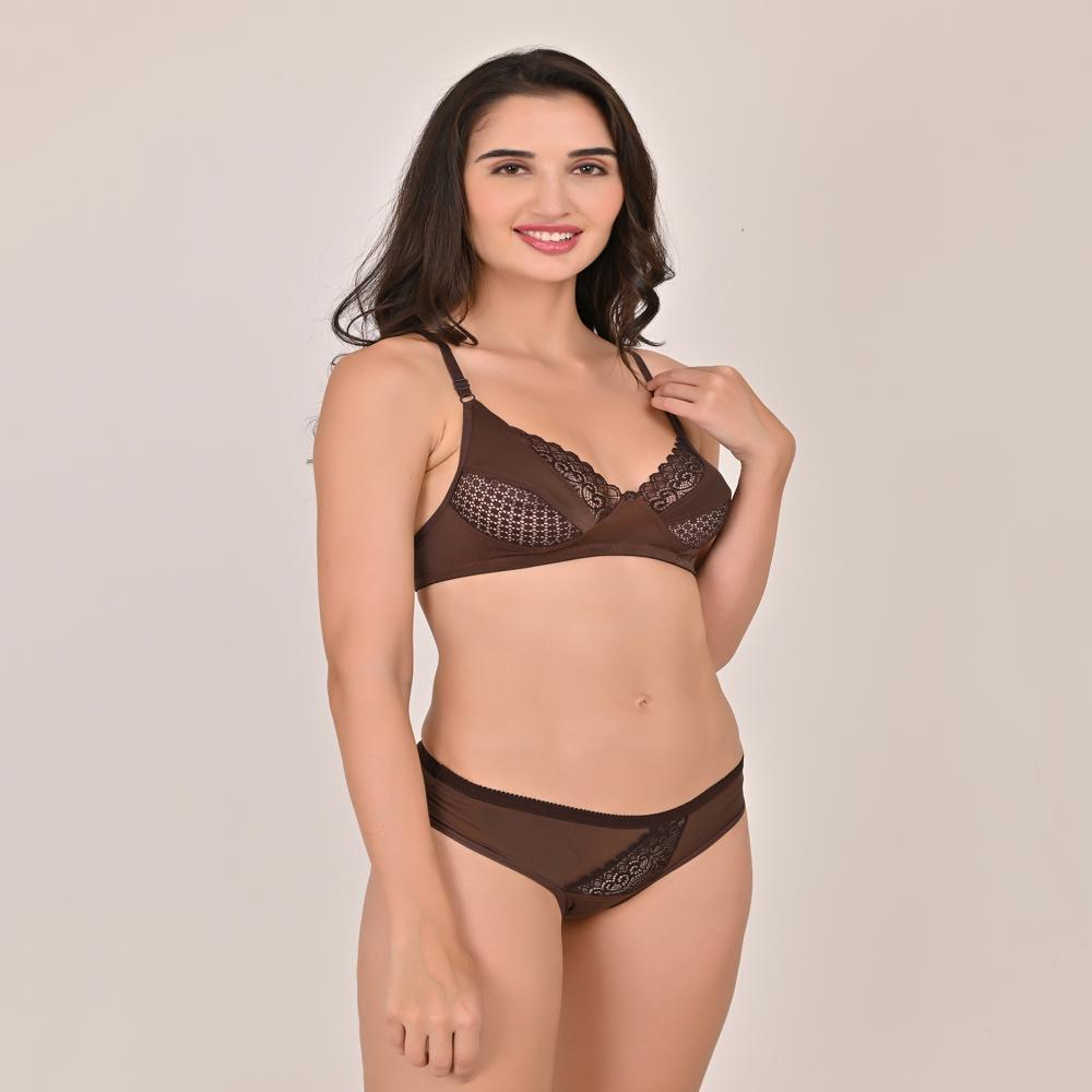 Ladies Multicolour Lycra Lace Bra Panty Set