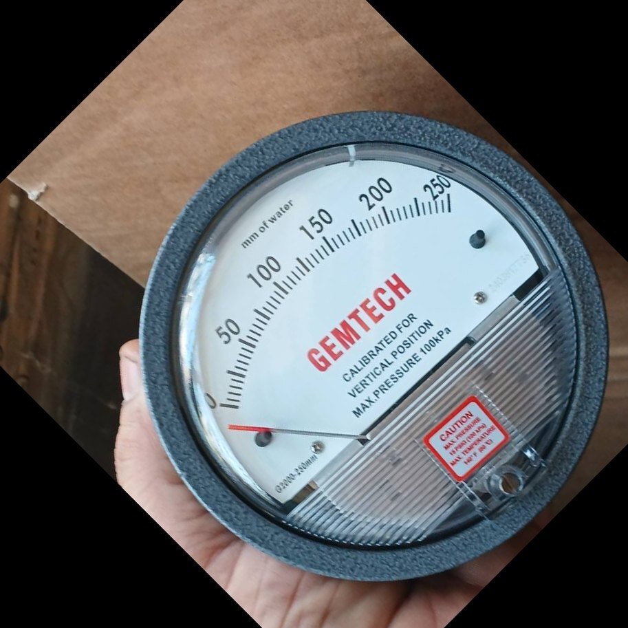 GEMTECH Series G2000-250MM Differential Pressure Gauge Range 0-250 MM W.C