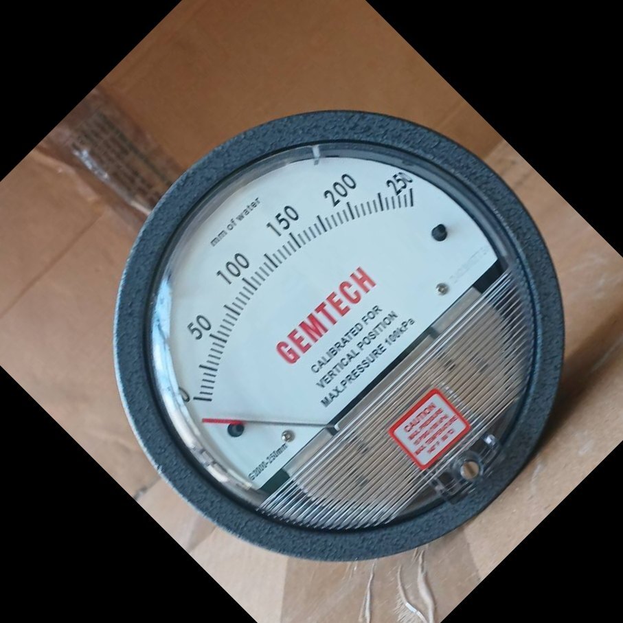 GEMTECH Series G2000-250MM Differential Pressure Gauge Range 0-250 MM W.C