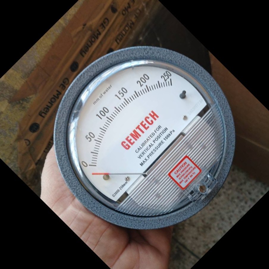 GEMTECH Series G2000-250MM Differential Pressure Gauge Range 0-250 MM W.C