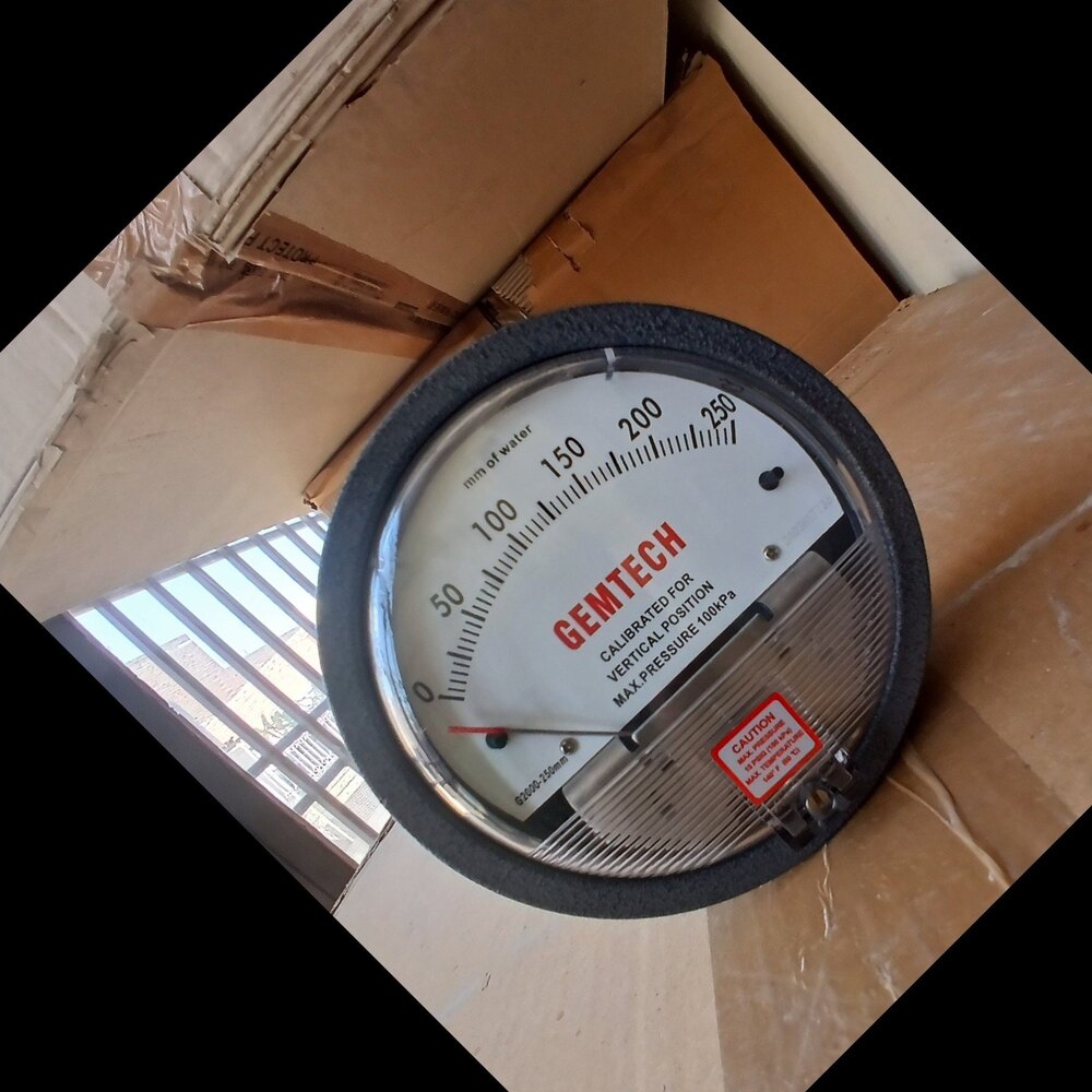 GEMTECH Series G2000-250MM Differential Pressure Gauge Range 0-250 MM W.C