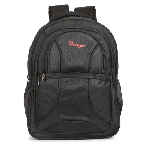 Polyester Black Laptop Backpack - Design: Plain