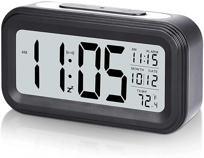 Black Digital Rectangle Clock - Material: Plastic