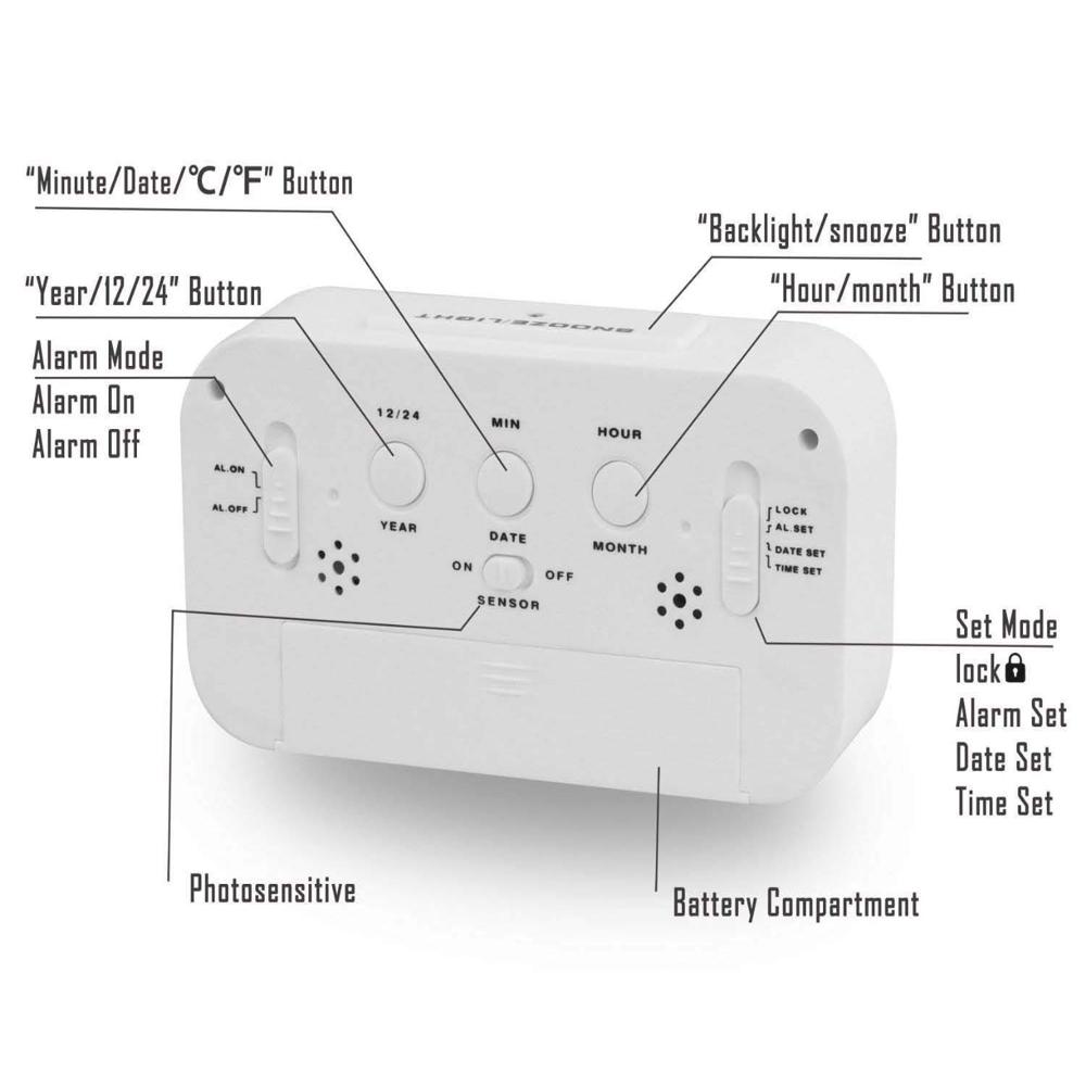 Black Digital Rectangle Clock - Material: Plastic