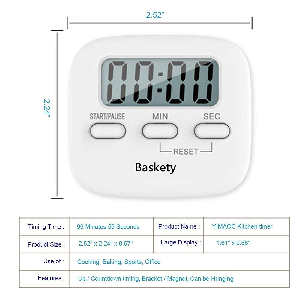 Digital Kitchen Timer White - Material: Plastic