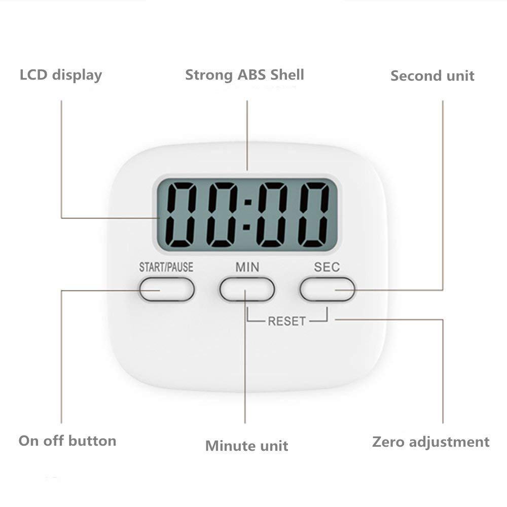 Digital Kitchen Timer White - Material: Plastic