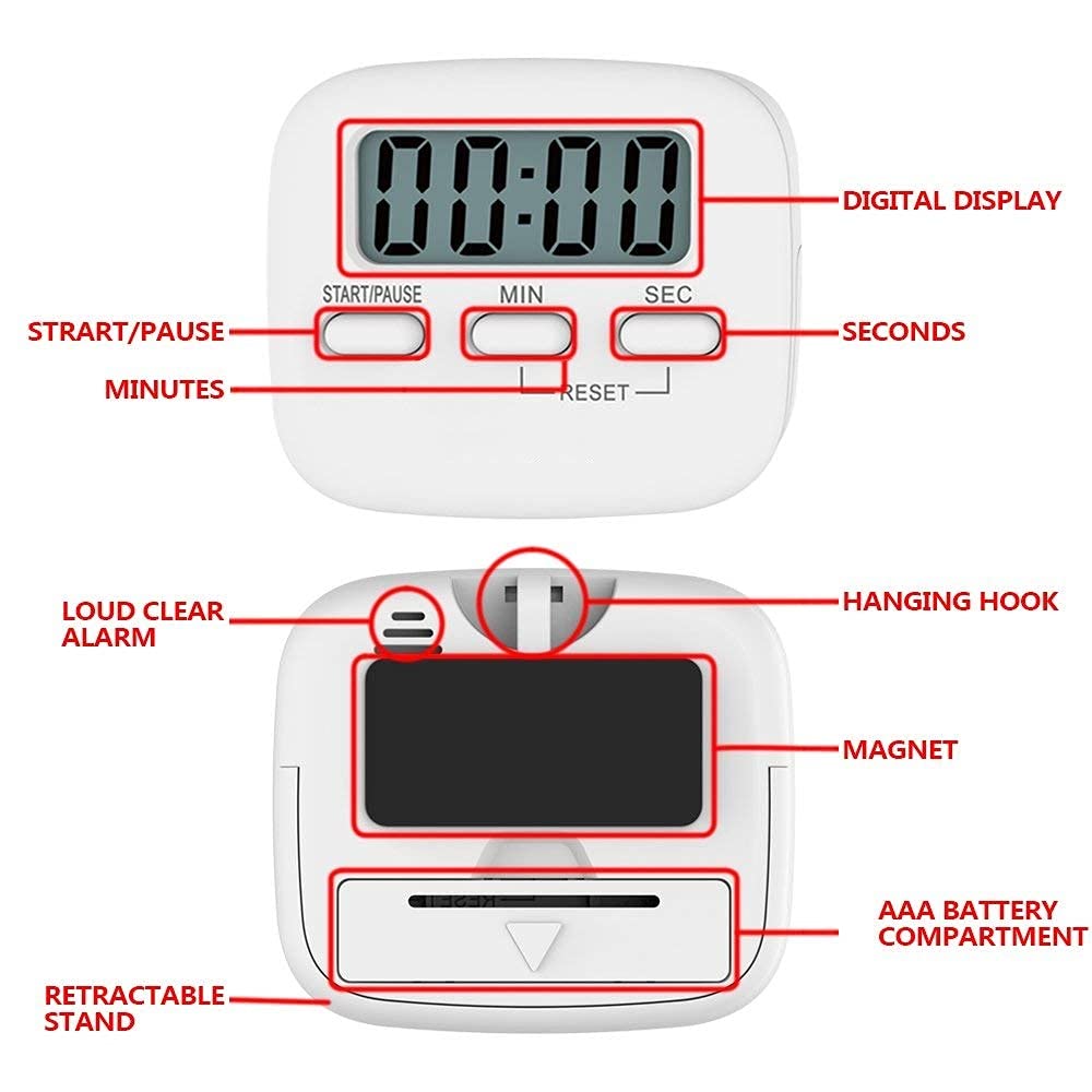 Digital Kitchen Timer White