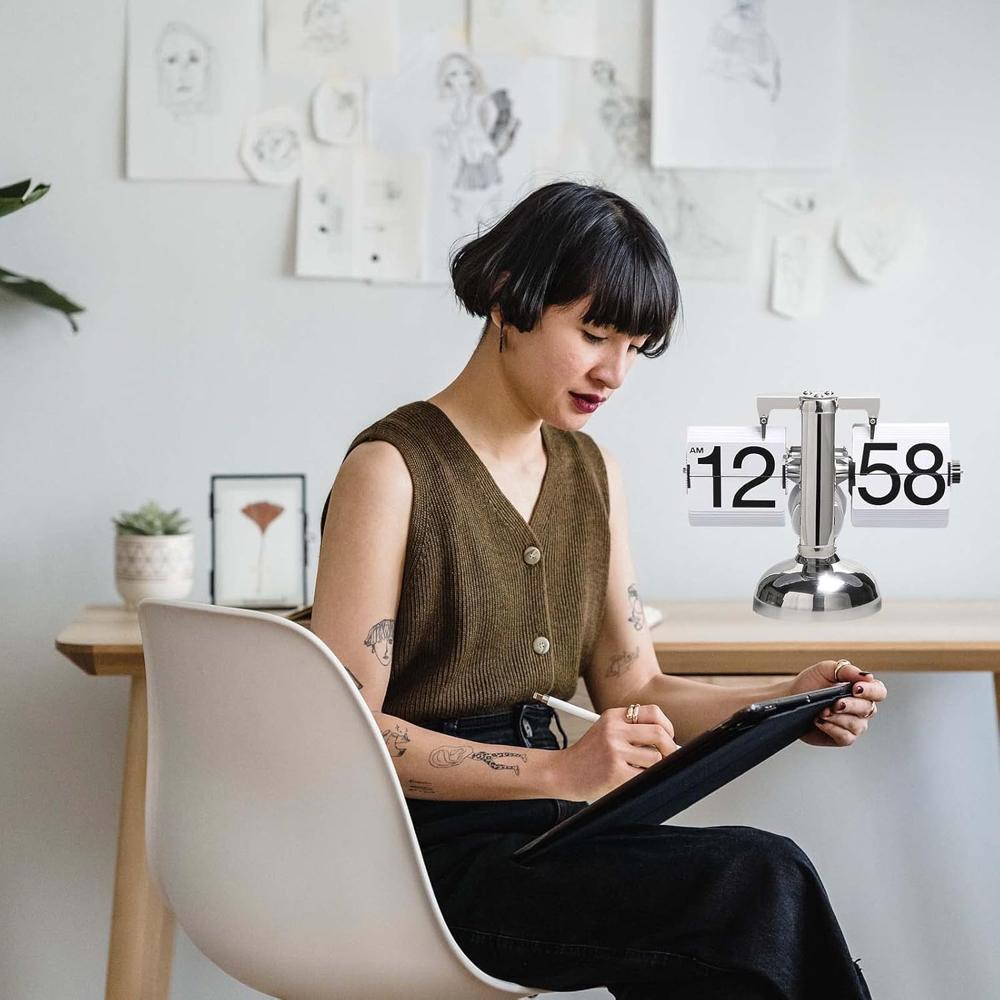 Stainless Steel Retro Flip Clock