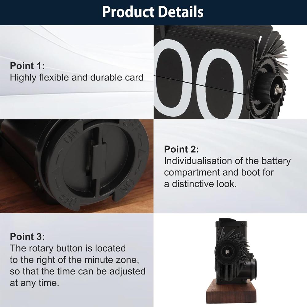 Retro Digital Flip Table Clock - Color: Blck And Brown