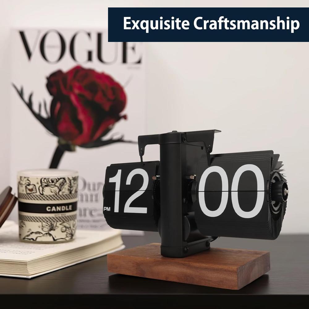 Retro Digital Flip Table Clock - Color: Blck And Brown