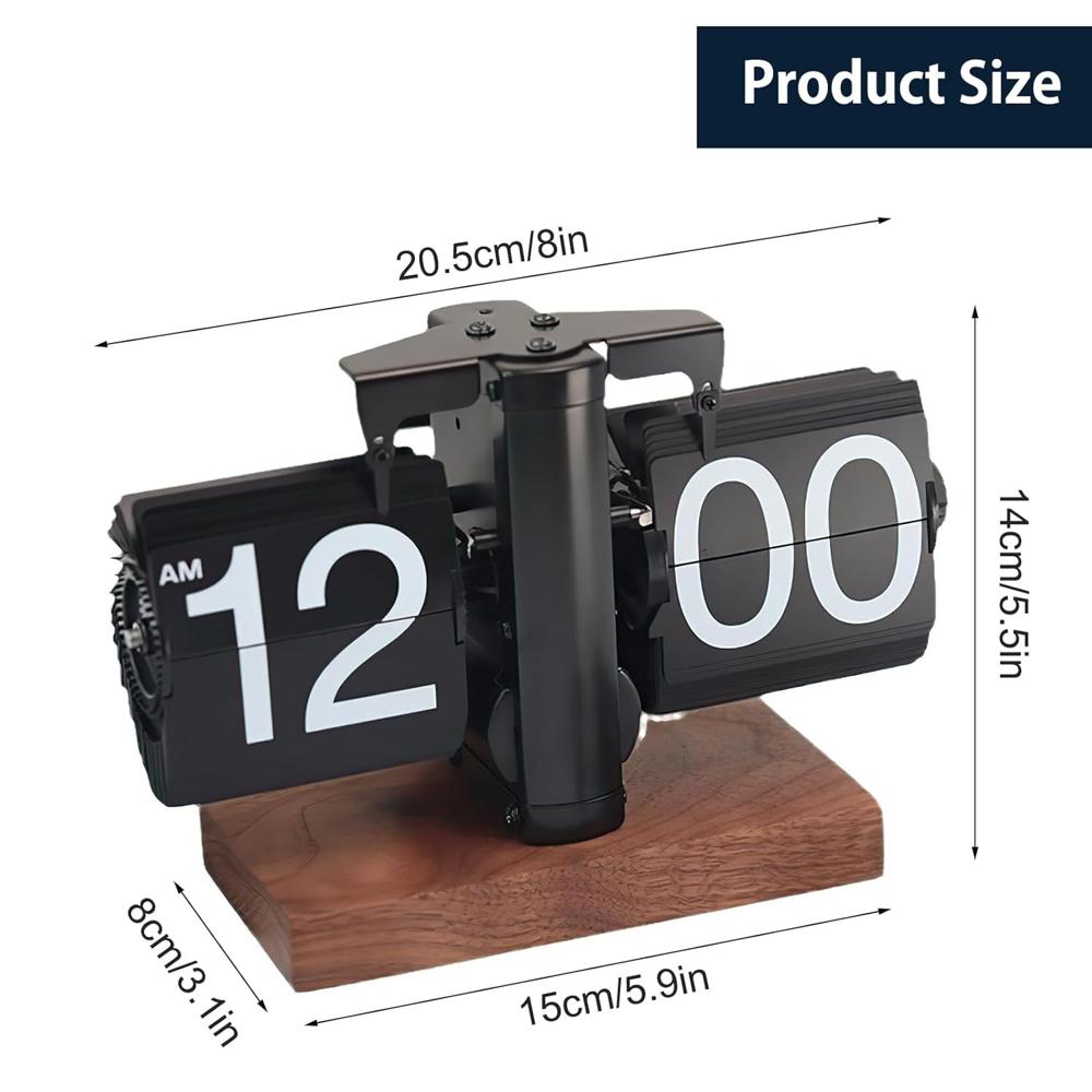 Retro Digital Flip Table Clock - Color: Blck And Brown