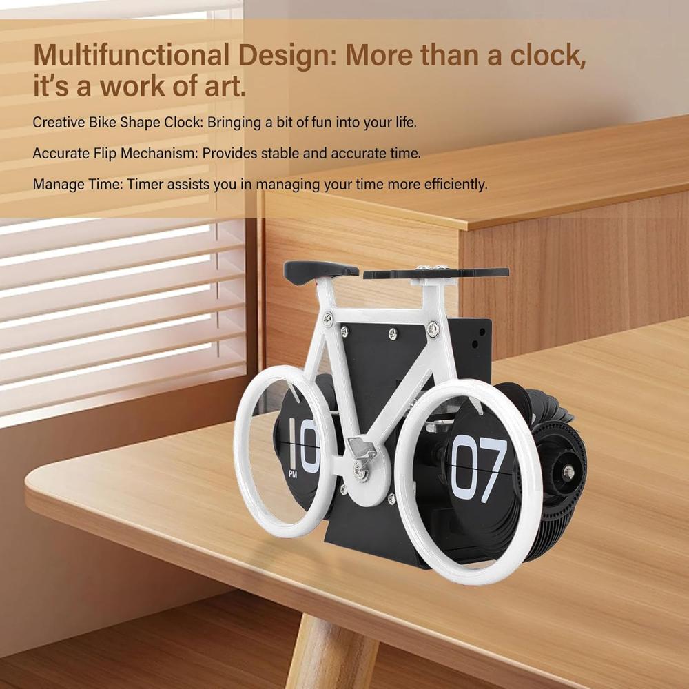 Bike Shape Flip Clock - Color: Black And Silver